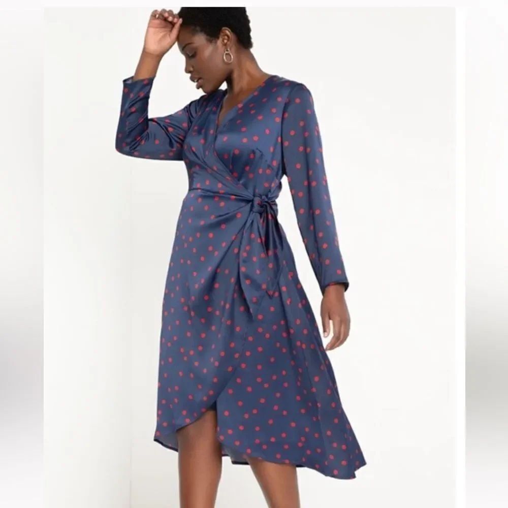 Eloquii Tulip Hem Wrap Polka Dot Dress